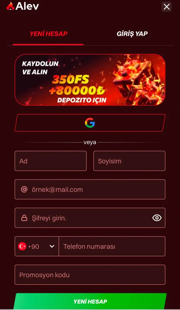 alev casino yeni hesap